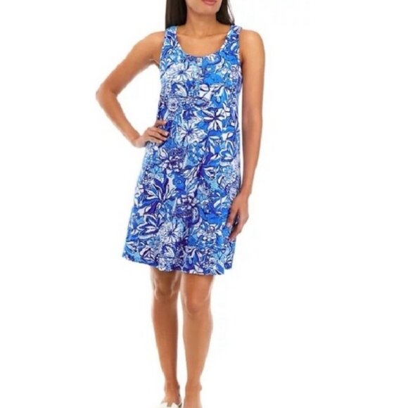 Lilly Pulitzer Dresses & Skirts - New Lilly Pulitzer Lela Henley Tank Dress Size Large Flocking Fabulous Blue